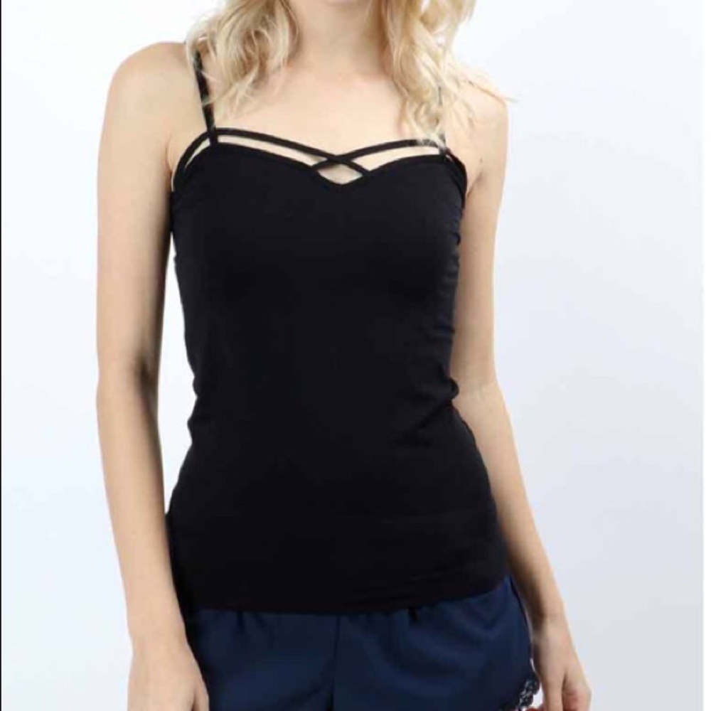 BLACK SEAMLESS FRONT CAGING TANK